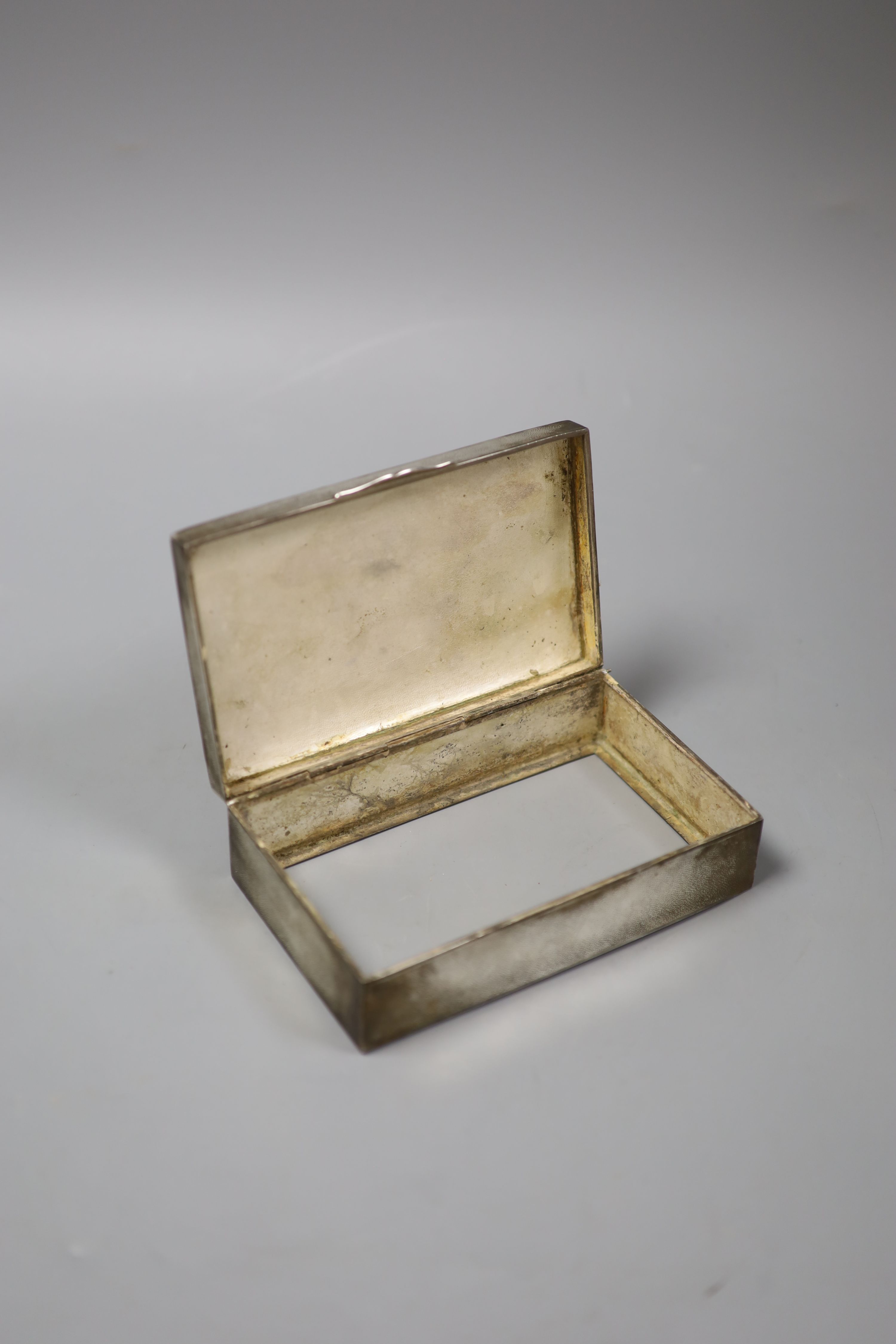 A Tiensin Yeching Chinese Export sterling rectangular cigarette box, no interior